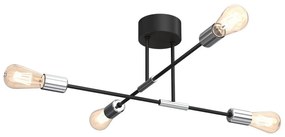 Csillár rúdon FLAME 4xE27/60W/230V fekete/fényes króm