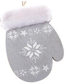 2 db-os szürke kesztyű alakú függődísz fából, magasság 10,7 cm - Dakls