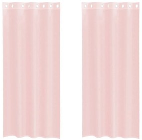2 db világos rózsaszínű fátyolfüggönyök rojtokkal 140x225 cm