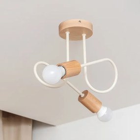 Felületre szerelhető csillár OXFORD 2xE27/15W/230V fenyő/krémszínű