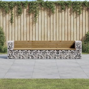 vidaXL tömör impregnált fenyőfa gabion kerti pad 287 x 71 x 65,5 cm