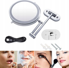 Kozmetikai nagyítós fali tükör sminkhez megvilágított 1X/10X