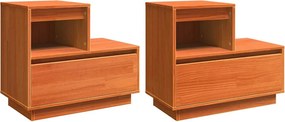 vidaXL Éjjeliszekrény 2 pcs Faggyú barna 60 x 34 x 51 cm Faanyag