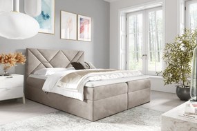 ASKOT boxspring ágy - 200x200, bézs + INGYENES topper