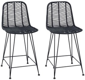 Bárszék 2 pcs Fekete 44,5 x 54,5 x 97,5 cm Rattan és Vas