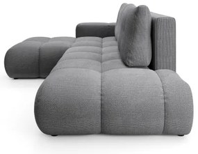 ALMADA balos, L-alakú kinyitható kárpitozott ülőgarnitúra tárolóval, szürke