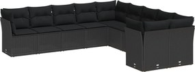 vidaXL Kerti Kanapé Szett párnával 13 pcs Fekete polirattan