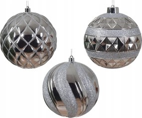 Karácsonyfadísz műanyag Ezüst csillogó karácsonyfadísz 12cm