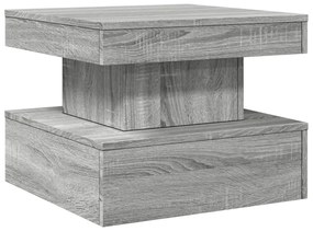 szürke sonoma színű dohányzóasztal LED-lámpákkal 50x50x40 cm