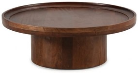 Sötétbarna mangófa kerek dohányzóasztal 80x80 cm Giselle – MOME