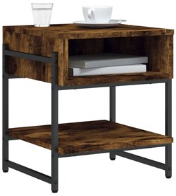 Füstös tölgy színű szerelt fa dohányzóasztal 40 x 40 x 45 cm