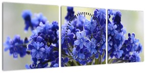 Kék virágos csokor képe (órával) (90x30 cm)