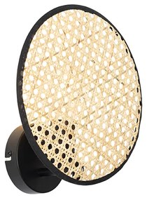 Rusztikus fali lámpa fekete rattannal 25 cm - Kata