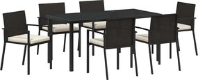 vidaXL Kert étkező szett 7 pcs Fekete Porszórt acél