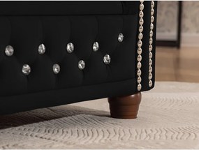 Fekete bársony kinyitható sarokkanapé (bal oldali-L alakú) York Blik – Ropez