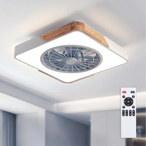 Brilagi - Dimmelhető LED világítótest ventilátorral LED/38W/230V 50 cm fehér/tölgy + távirányító
