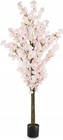 Mesterséges dekorációs fa 180 cm púderrózsaszín virágok cserépben növény