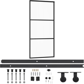 vidaXL ESG üveg és alumínium tolóajtó fémszerelvény-szettel 90x205 cm