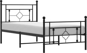 vidaXL fekete fém ágykeret fej- és lábtámlával 90 x 190 cm