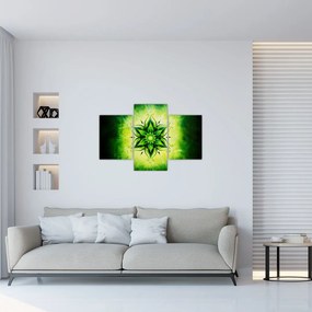 Kép - Virág mandala zöld háttérrel (90x60 cm)