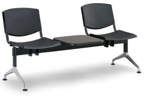 Design műanyag pad, 2 üléses + asztal, fekete