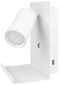 Fali spotlámpa polccal és USB töltővel 1xGU10/35W/230V fehér