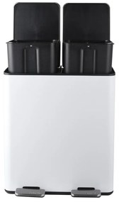 Matt fehér acél szelektív pedálos szemetes 2x20 l Aliya – Spirella