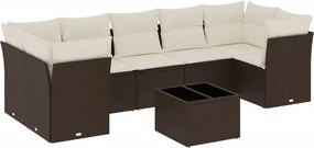 vidaXL 8 részes barna polyrattan kerti ülőgarnitúra párnákkal