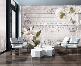 Fotótapéta - Fehér liliom fa táblák (152,5x104 cm)