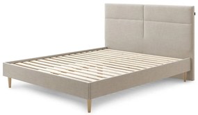 Bézs kárpitozott franciaágy ágyráccsal 160x200 cm Elyna – Bobochic Paris