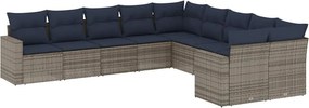 vidaXL 10 részes szürke polyrattan kerti ülőgarnitúra párnával
