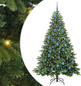 vidaXL Mű karácsonyfa 300 LED-del állvánnyal Zöld 180 cm PE és PVC