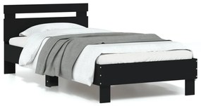 fekete ágykeret fejtámlával és LED-világítással 90 x 190 cm
