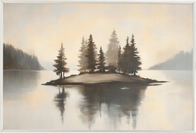 Poszter Keret Alumínium Tájkép Hegyek Erdő Tó Fjord Sziget Lucfenyő 60x40