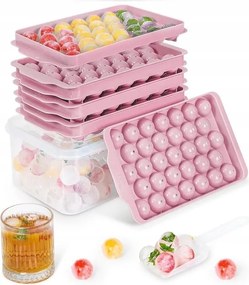 Jégkockatartó fedővel, Bpa-mentes, rózsaszín Jégkockatartó