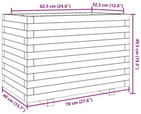 viaszbarna tömör fenyőfa kerti virágtartó 70 x 40 x 49,5 cm