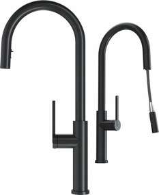 Konyhai Csaptelep Kihúzható Kifolyócsővel Fekete Kétfunkciós Csaptelep Magas Prati