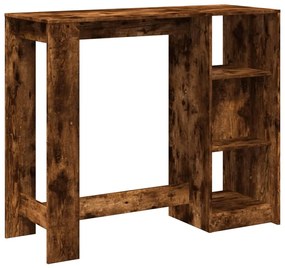 füstös tölgy színű szerelt fa bárasztal polccal 124x46x103,5 cm