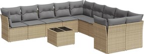 vidaXL 11 részes bézs polyrattan kerti ülőgarnitúra párnákkal