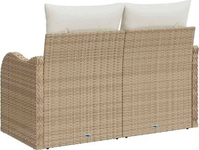 vidaXL Kerti kanapé párnával Bézs 121 x 62 x 69cm polirattan
