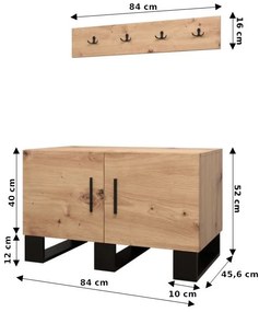 Előszobabútor Amanda 18 (artisan tölgy + sötétszürke). 1086013