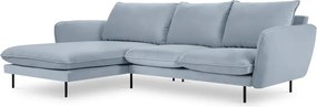 Világoskék bársony sarokkanapé (bal oldali) Vienna – Cosmopolitan Design