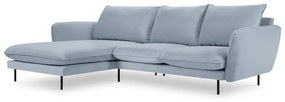 Világoskék bársony sarokkanapé (bal oldali) Vienna – Cosmopolitan Design