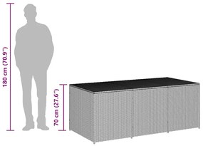 szürke polyrattan kerti tárolóláda 180 x 90 x 70 cm