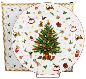 Karácsonyi fenyőfás porcelán nagy tányér 27 cm díszdobozban Christmas Tree