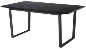 Asztal Oakland 785Fekete, Fekete márvány, 74x90x160cm, Közepes sűrűségű farostlemez, Fém