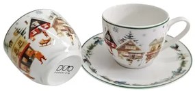 Karácsonyi porcelán eszpresszó kávés csésze 2 személyes Christmas Village