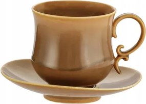 Elegáns porcelán csésze csészealj 400 ml boho barna retro 1 db