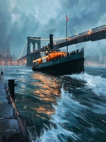 Poszter 75x100cm Régi gőzhajó