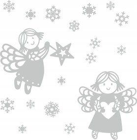 Karácsonyi dekoráció Angyalkák Hópehely Ablak matricák